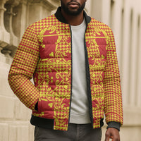Scarlet Red Hearts Crown Traditional Geometry Bomber Puffer Jacket Seanamarena Basotho Blanket Inspired