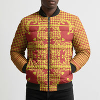 Scarlet Red Hearts Crown Traditional Geometry Bomber Puffer Jacket Seanamarena Basotho Blanket Inspired