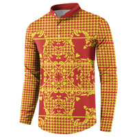 Scarlet Red Hearts Crown Traditional Geometry Button Sweatshirt Seanamarena Basotho Blanket Inspired