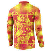 Scarlet Red Hearts Crown Traditional Geometry Button Sweatshirt Seanamarena Basotho Blanket Inspired