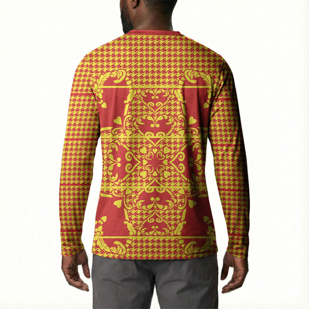 Scarlet Red Hearts Crown Traditional Geometry Button Sweatshirt Seanamarena Basotho Blanket Inspired