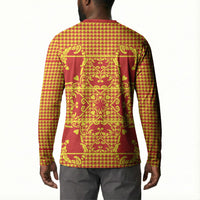 Scarlet Red Hearts Crown Traditional Geometry Button Sweatshirt Seanamarena Basotho Blanket Inspired