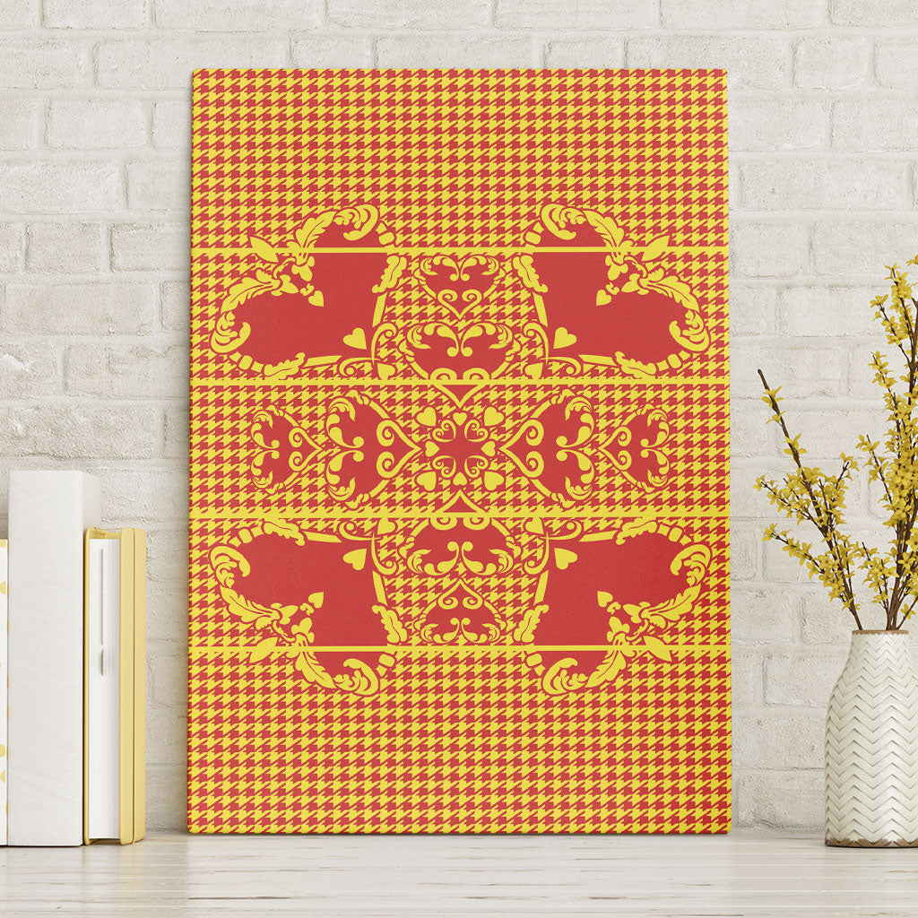 Scarlet Red Hearts Crown Traditional Geometry Canvas Wall Art Seanamarena Basotho Blanket Inspired