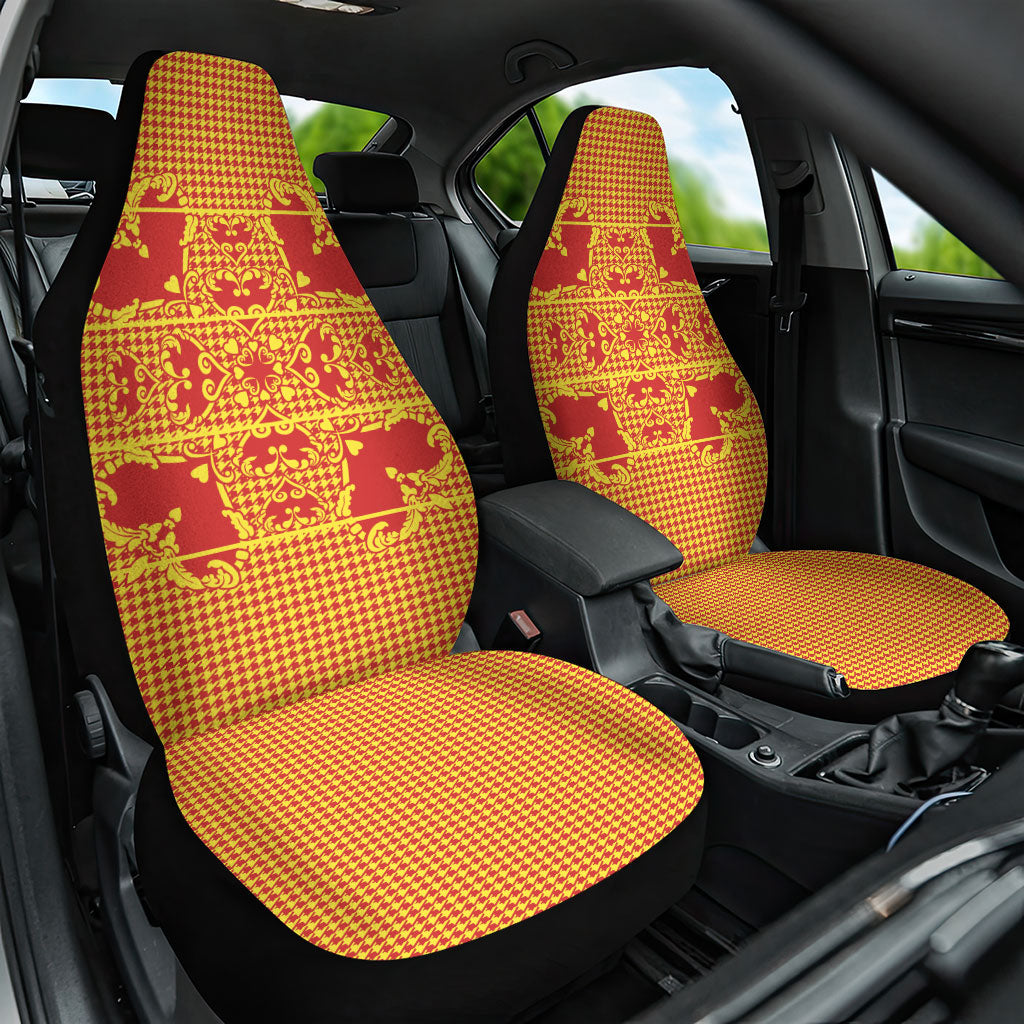 Scarlet Red Hearts Crown Traditional Geometry Car Seat Cover Seanamarena Basotho Blanket Inspired