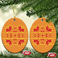 Scarlet Red Hearts Crown Traditional Geometry Ceramic Ornament Seanamarena Basotho Blanket Inspired