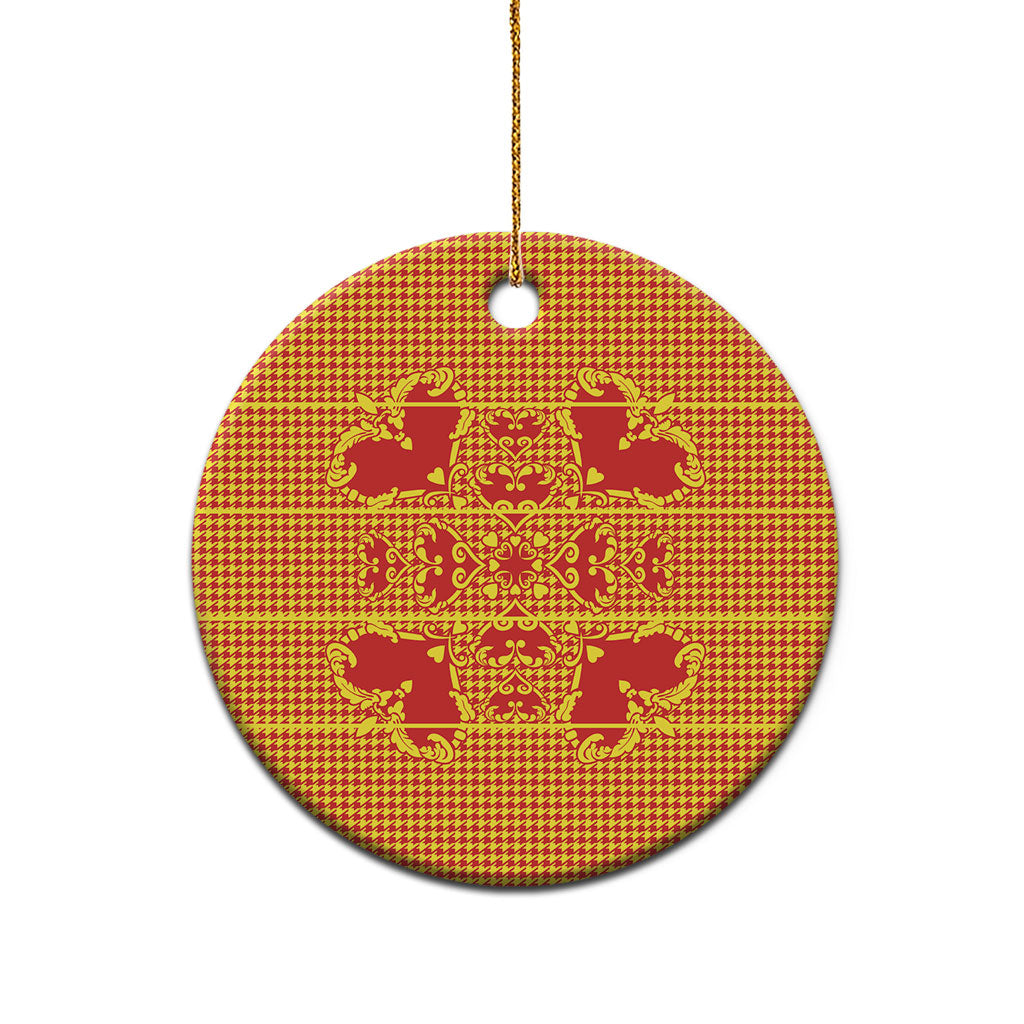 Scarlet Red Hearts Crown Traditional Geometry Ceramic Ornament Seanamarena Basotho Blanket Inspired