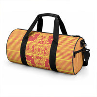 Scarlet Red Hearts Crown Traditional Geometry Duffle Bag Seanamarena Basotho Blanket Inspired