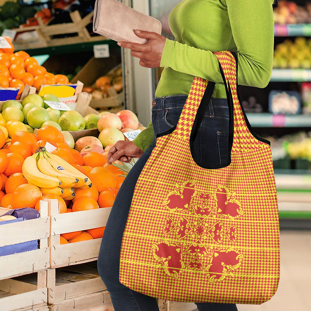 Scarlet Red Hearts Crown Traditional Geometry Grocery Bag Seanamarena Basotho Blanket Inspired