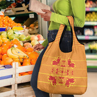 Scarlet Red Hearts Crown Traditional Geometry Grocery Bag Seanamarena Basotho Blanket Inspired