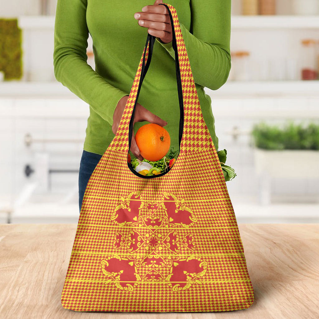 Scarlet Red Hearts Crown Traditional Geometry Grocery Bag Seanamarena Basotho Blanket Inspired