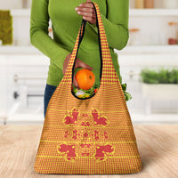 Scarlet Red Hearts Crown Traditional Geometry Grocery Bag Seanamarena Basotho Blanket Inspired
