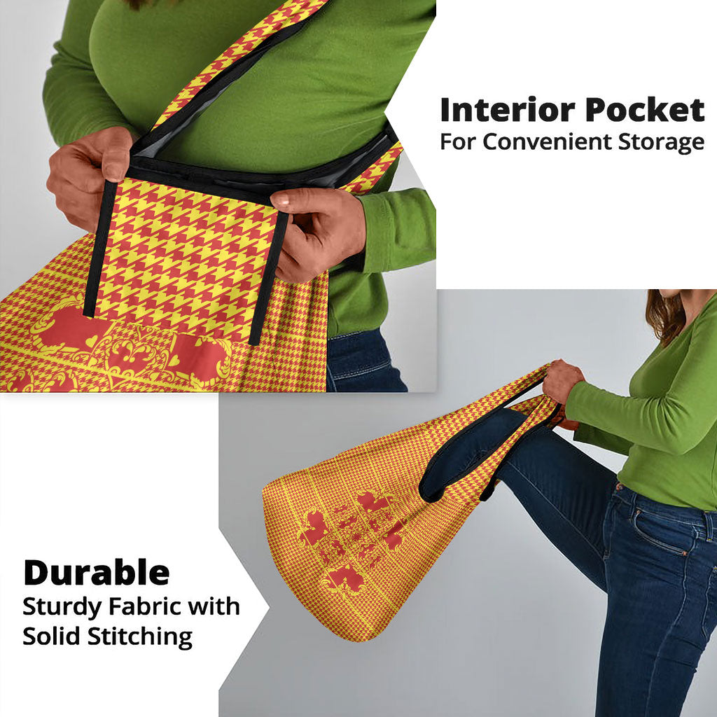 Scarlet Red Hearts Crown Traditional Geometry Grocery Bag Seanamarena Basotho Blanket Inspired