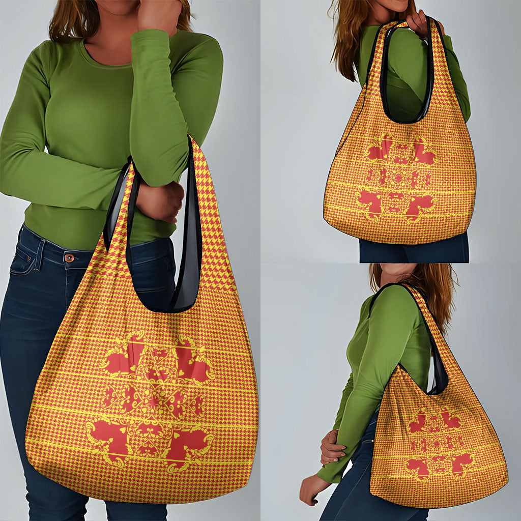 Scarlet Red Hearts Crown Traditional Geometry Grocery Bag Seanamarena Basotho Blanket Inspired