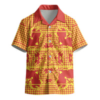 Scarlet Red Hearts Crown Traditional Geometry Kid Hawaiian Shirt Seanamarena Basotho Blanket Inspired