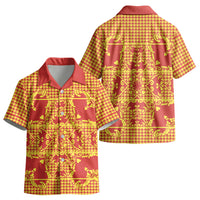 Scarlet Red Hearts Crown Traditional Geometry Kid Hawaiian Shirt Seanamarena Basotho Blanket Inspired