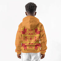 Scarlet Red Hearts Crown Traditional Geometry Kid Hoodie Seanamarena Basotho Blanket Inspired