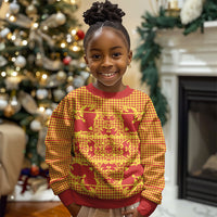 Scarlet Red Hearts Crown Traditional Geometry Kid Ugly Christmas Sweater Seanamarena Basotho Blanket Inspired