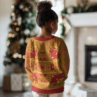 Scarlet Red Hearts Crown Traditional Geometry Kid Ugly Christmas Sweater Seanamarena Basotho Blanket Inspired