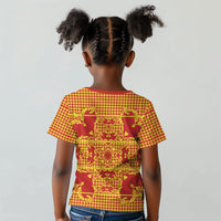 Scarlet Red Hearts Crown Traditional Geometry Kid T shirt Seanamarena Basotho Blanket Inspired