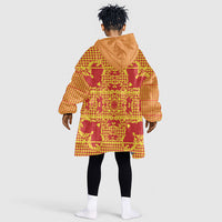 Scarlet Red Hearts Crown Traditional Geometry Kid Wearable Blanket Hoodie Seanamarena Basotho Blanket Inspired