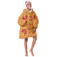 Scarlet Red Hearts Crown Traditional Geometry Kid Wearable Blanket Hoodie Seanamarena Basotho Blanket Inspired