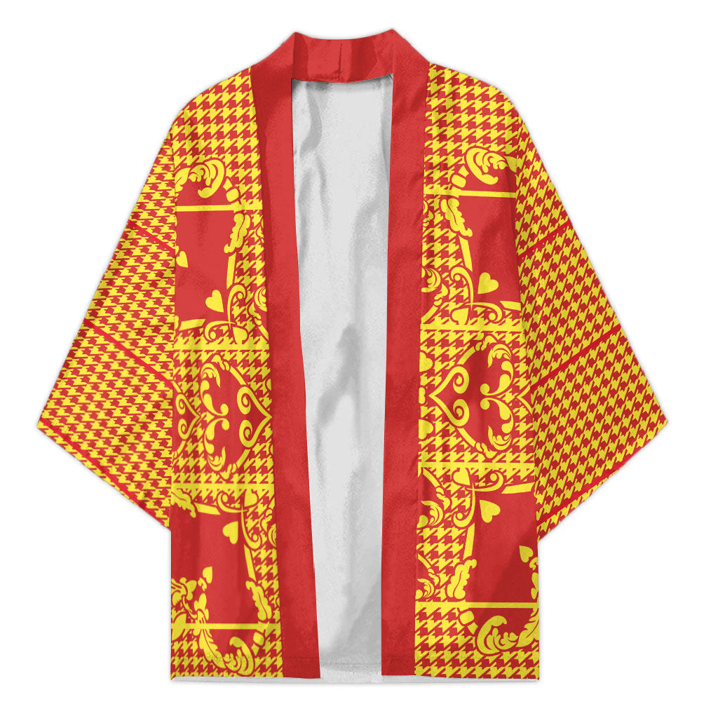 Scarlet Red Hearts Crown Traditional Geometry Kimono Seanamarena Basotho Blanket Inspired