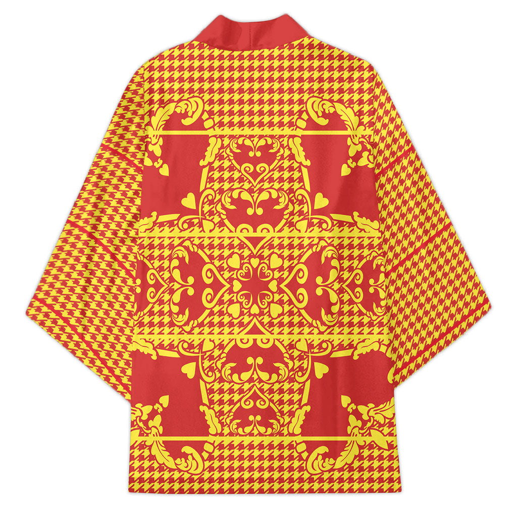 Scarlet Red Hearts Crown Traditional Geometry Kimono Seanamarena Basotho Blanket Inspired