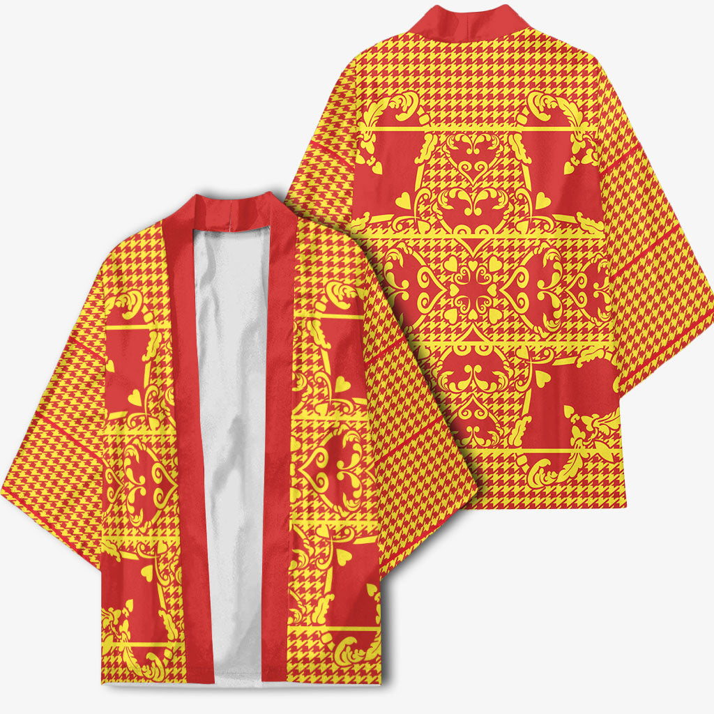 Scarlet Red Hearts Crown Traditional Geometry Kimono Seanamarena Basotho Blanket Inspired