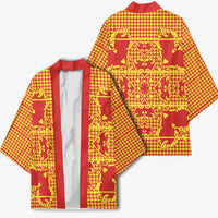 Scarlet Red Hearts Crown Traditional Geometry Kimono Seanamarena Basotho Blanket Inspired