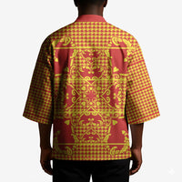 Scarlet Red Hearts Crown Traditional Geometry Kimono Seanamarena Basotho Blanket Inspired