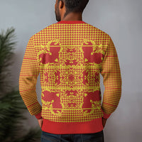 Scarlet Red Hearts Crown Traditional Geometry Ugly Christmas Sweater Seanamarena Basotho Blanket Inspired