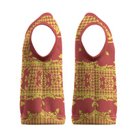 Scarlet Red Hearts Crown Traditional Geometry Christmas Knitted V-Neck Vest Seanamarena Basotho Blanket Inspired