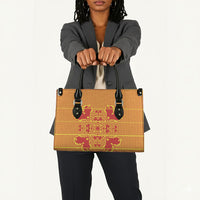 Scarlet Red Hearts Crown Traditional Geometry Leather Bag Seanamarena Basotho Blanket Inspired