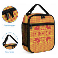 Scarlet Red Hearts Crown Traditional Geometry Lunch Bag Seanamarena Basotho Blanket Inspired