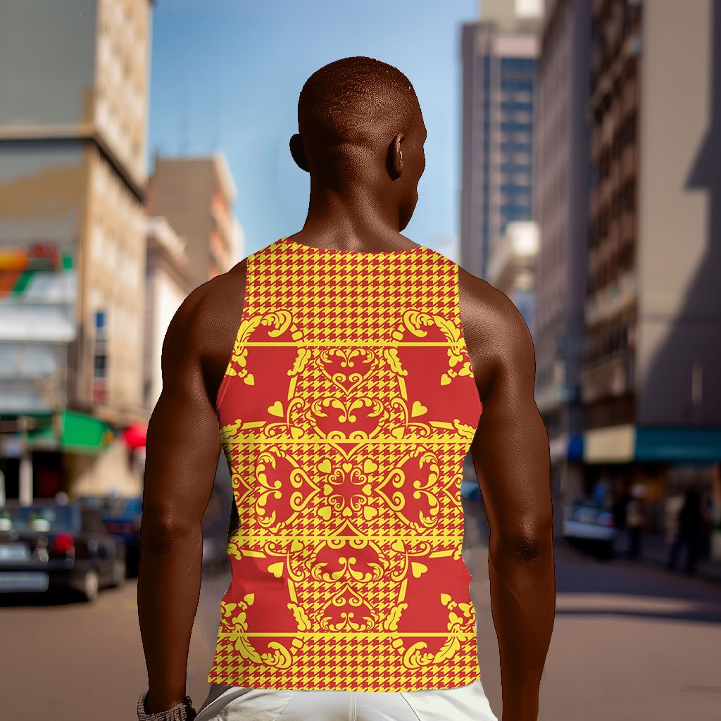 Scarlet Red Hearts Crown Traditional Geometry Men Tank Top Seanamarena Basotho Blanket Inspired