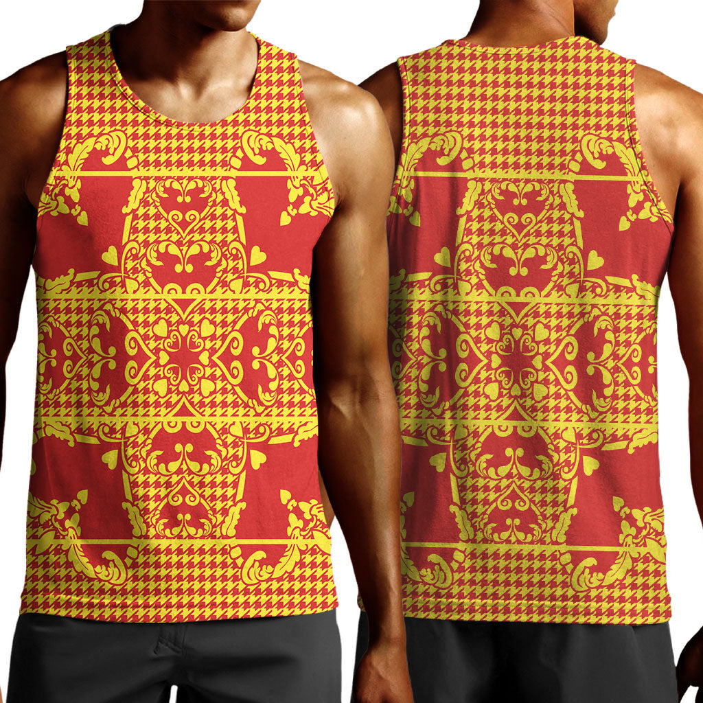 Scarlet Red Hearts Crown Traditional Geometry Men Tank Top Seanamarena Basotho Blanket Inspired