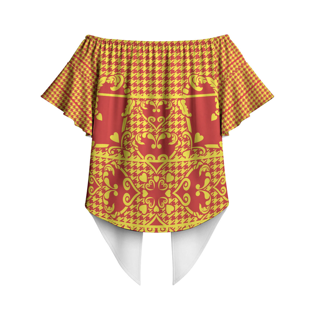 Scarlet Red Hearts Crown Traditional Geometry Off Shoulder Wrap Waist Top Seanamarena Basotho Blanket Inspired