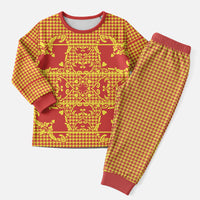 Scarlet Red Hearts Crown Traditional Geometry Christmas Pajama Set Seanamarena Basotho Blanket Inspired