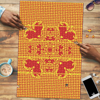 Scarlet Red Hearts Crown Traditional Geometry Puzzle Seanamarena Basotho Blanket Inspired