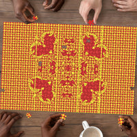 Scarlet Red Hearts Crown Traditional Geometry Puzzle Seanamarena Basotho Blanket Inspired