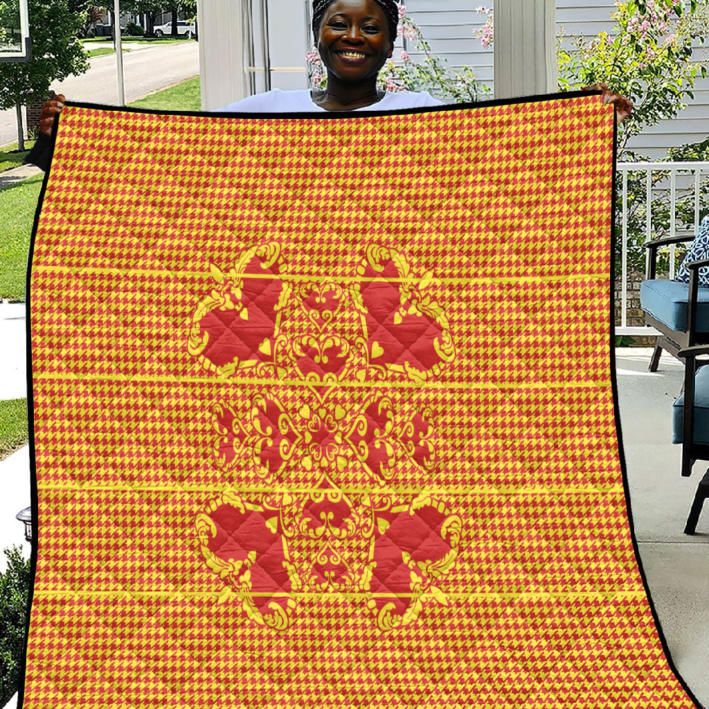 Scarlet Red Hearts Crown Traditional Geometry Quilt Seanamarena Basotho Blanket Inspired