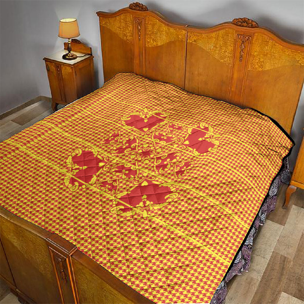 Scarlet Red Hearts Crown Traditional Geometry Quilt Seanamarena Basotho Blanket Inspired