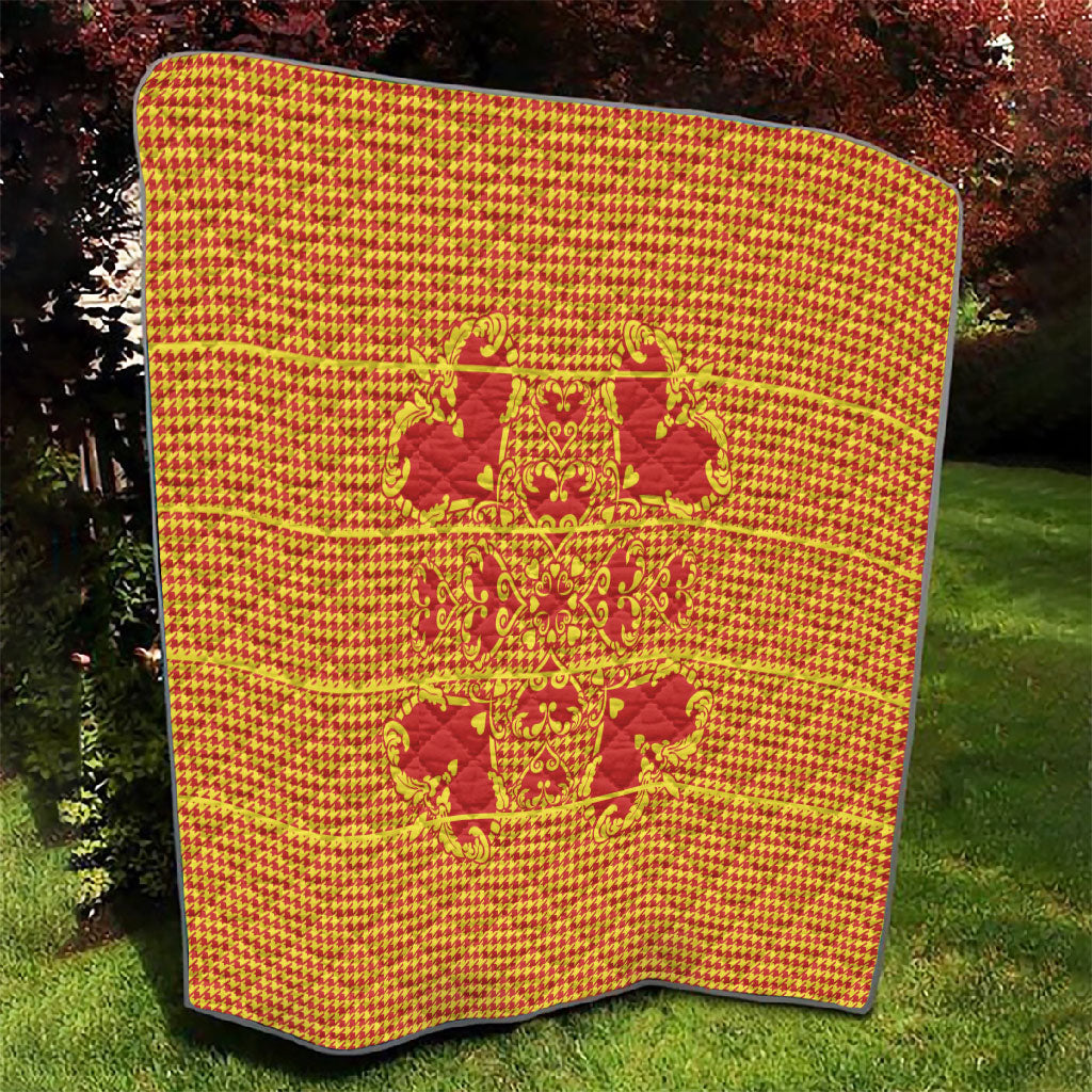 Scarlet Red Hearts Crown Traditional Geometry Quilt Seanamarena Basotho Blanket Inspired
