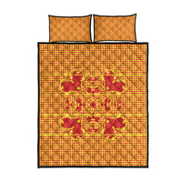 Scarlet Red Hearts Crown Traditional Geometry Quilt Bed Set Seanamarena Basotho Blanket Inspired