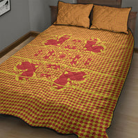 Scarlet Red Hearts Crown Traditional Geometry Quilt Bed Set Seanamarena Basotho Blanket Inspired