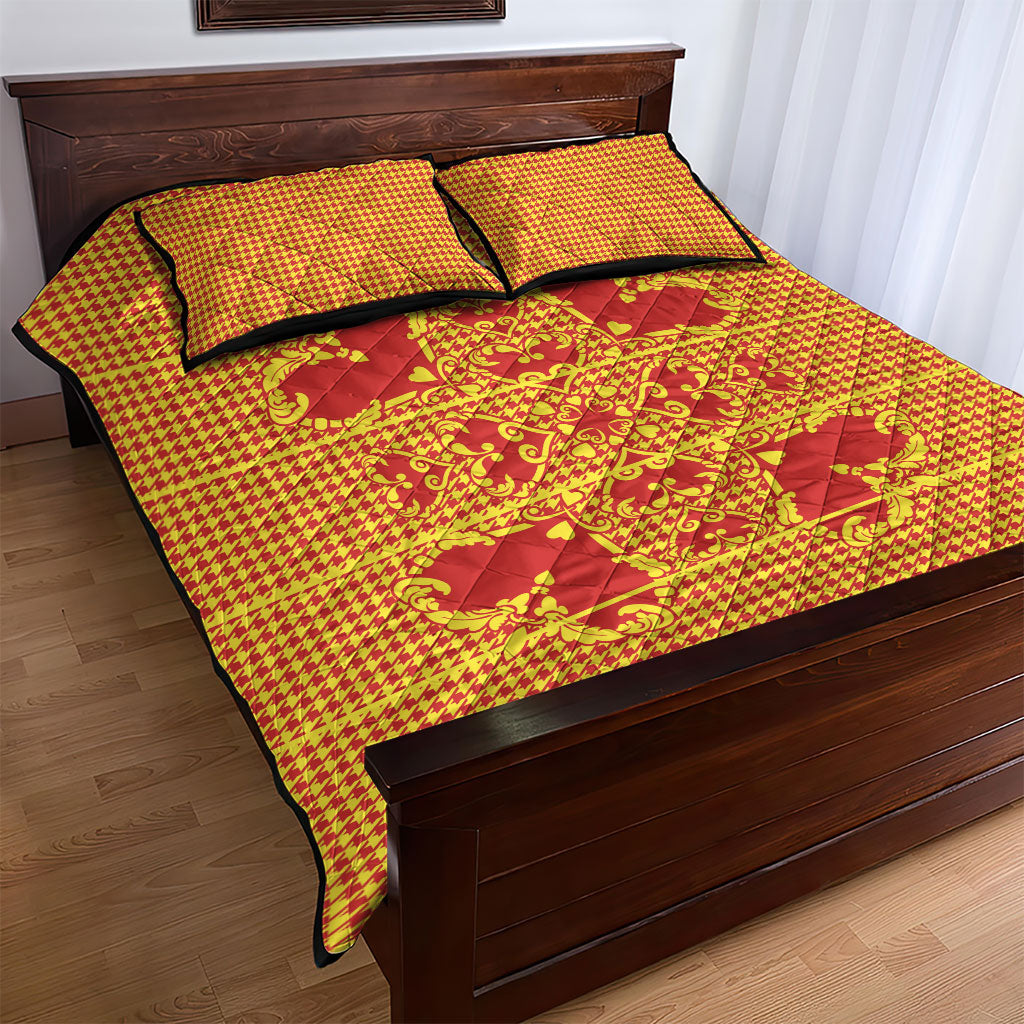Scarlet Red Hearts Crown Traditional Geometry Quilt Bed Set Seanamarena Basotho Blanket Inspired