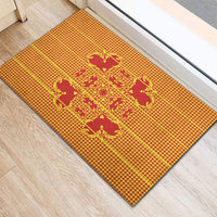 Scarlet Red Hearts Crown Traditional Geometry Rubber Doormat Seanamarena Basotho Blanket Inspired