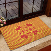 Scarlet Red Hearts Crown Traditional Geometry Rubber Doormat Seanamarena Basotho Blanket Inspired