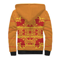 Scarlet Red Hearts Crown Traditional Geometry Sherpa Hoodie Seanamarena Basotho Blanket Inspired