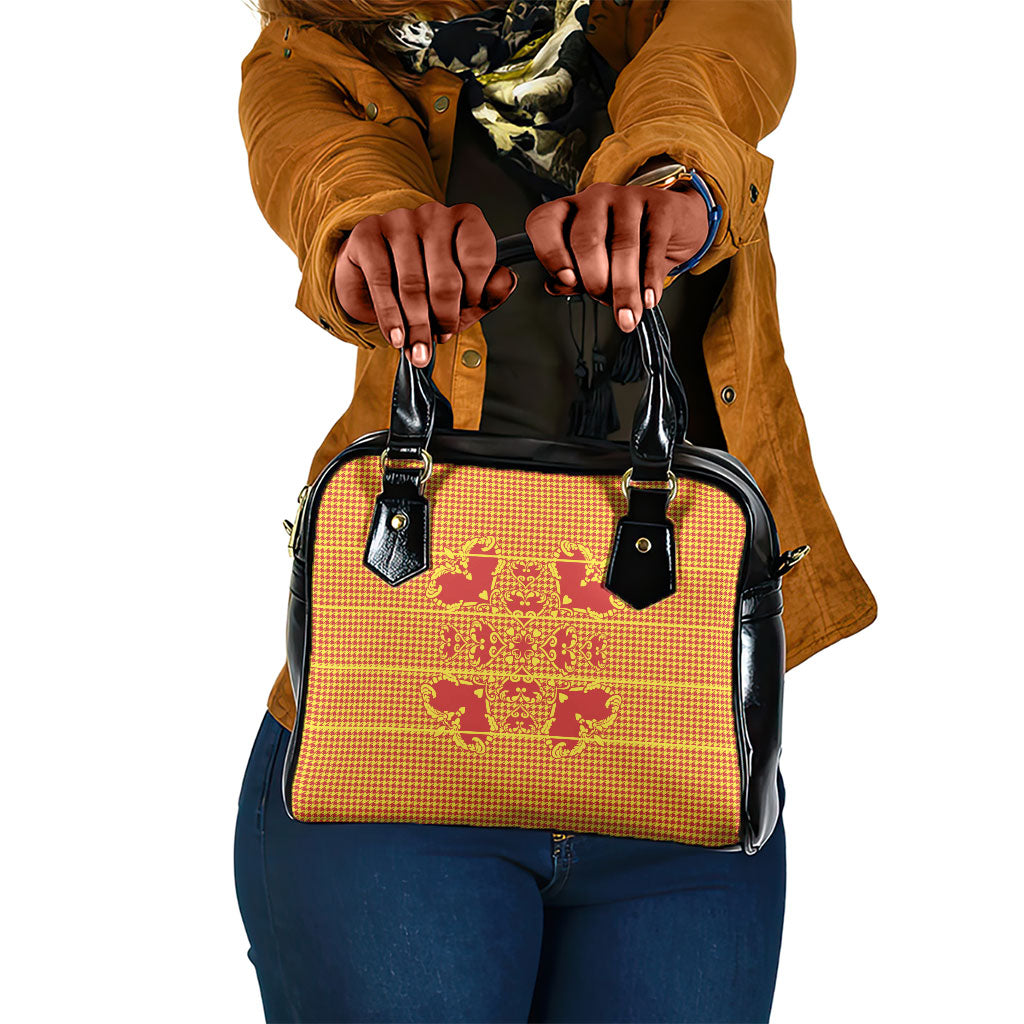 Scarlet Red Hearts Crown Traditional Geometry Shoulder Handbag Seanamarena Basotho Blanket Inspired